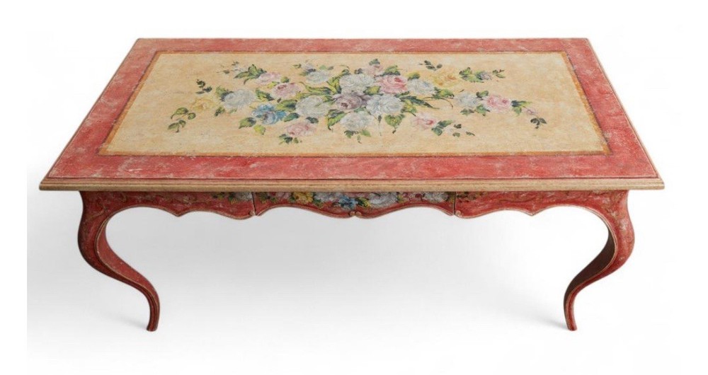 Italian Rococo Polychrome Floral Writing Desk ( Intentionally Distressed )