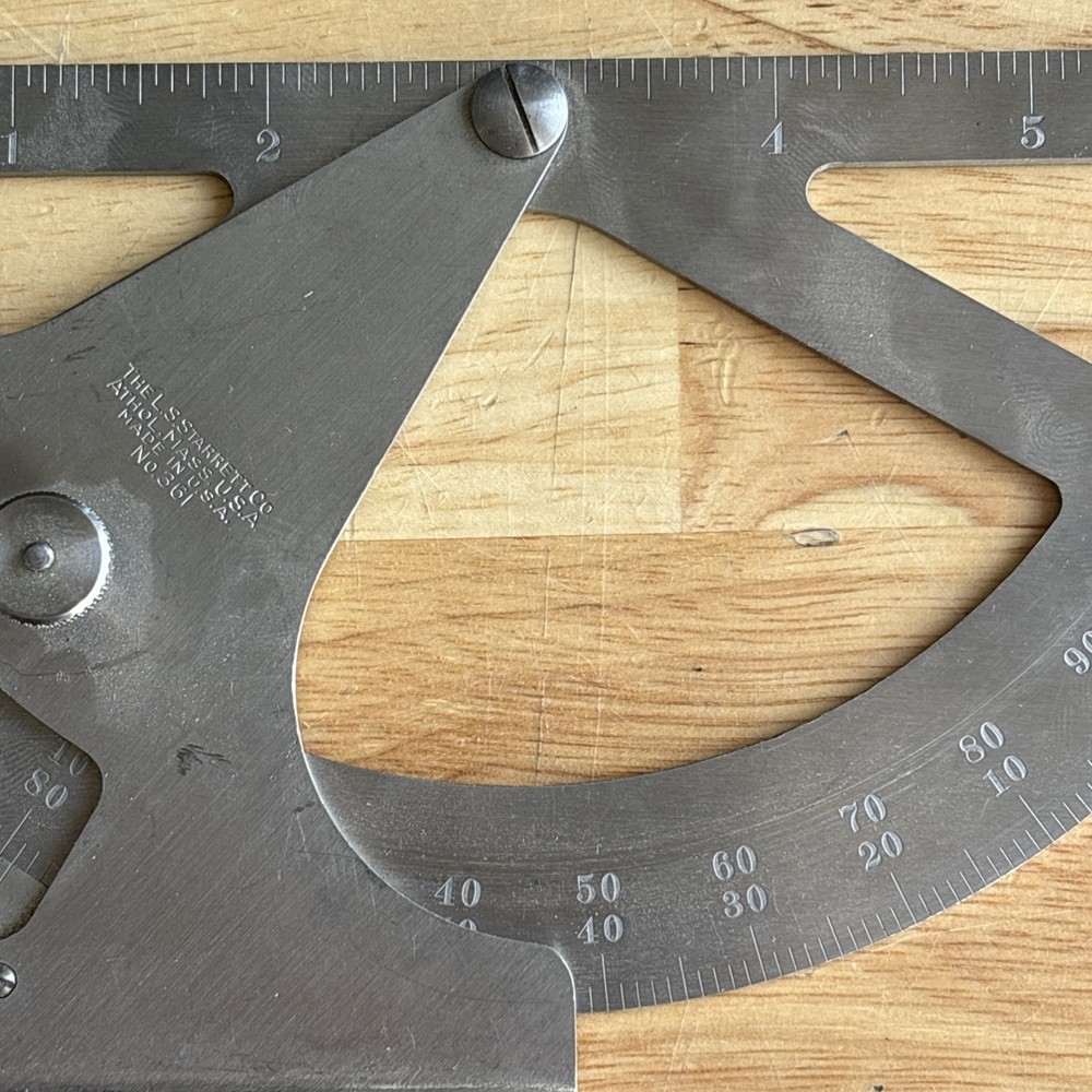 Starrett Draftsman Protractor No. 361 Machining Drafting Engineering Vtg USA