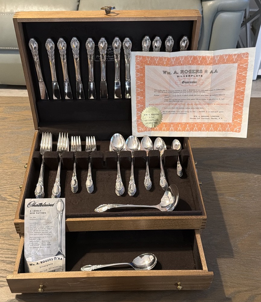 Rogers Oneida Park Lane Chatelaine 69 Piece Silverplate Flatware Service For 11+