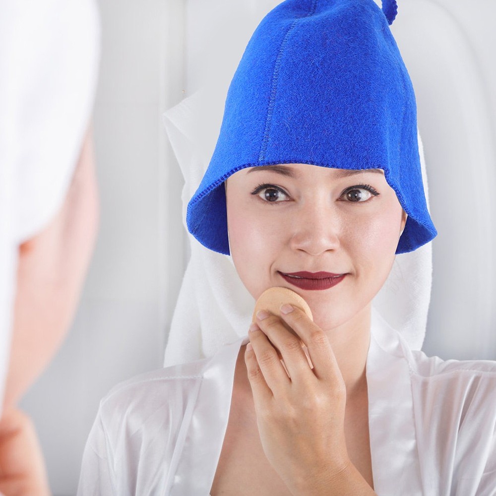 2 Pcs Wool Felt Shower Cap Sauna Hat Breathable Equipment Accessories
