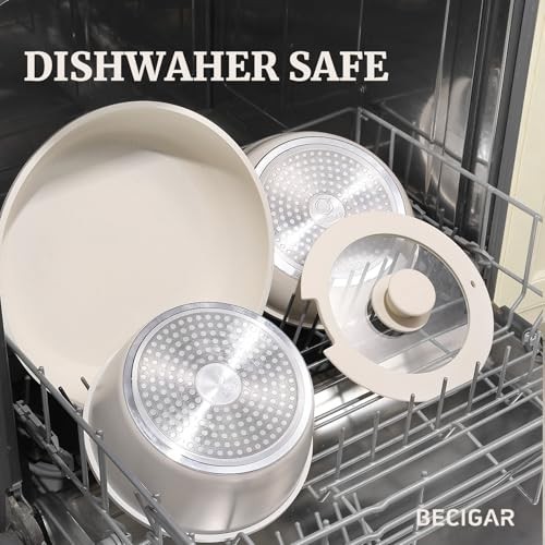 8pcs Non-Stick Ceramic Cookware Set, Detachable Handle, Oven Safe, Induction Rea