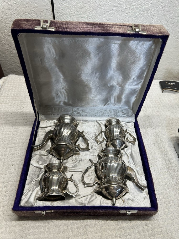 Antique silver plate tea set with case 4 Piece