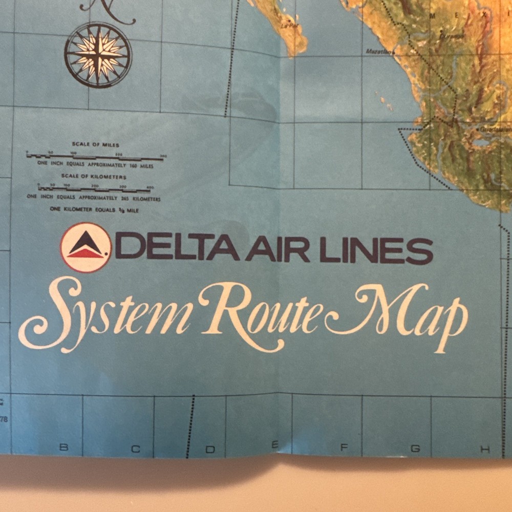 Vintage Delta Air Lines System Route Map Fold-Out + Post Cards