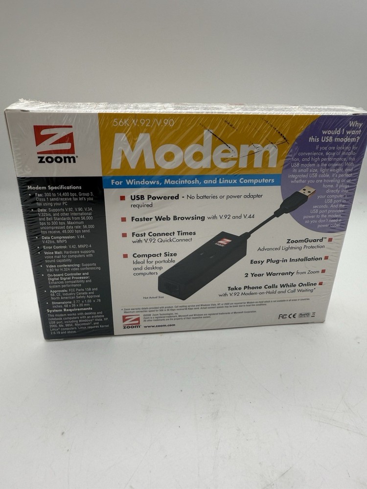 Zoom 56K Dial-up USB Modem for Windows, Macintosh, & Linux Model 3095