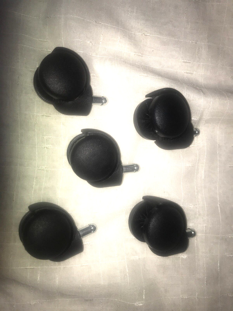 Office Chair Casters Soft Wheels Replacement Rollers 10mm 3/8 Stem 5pc Set