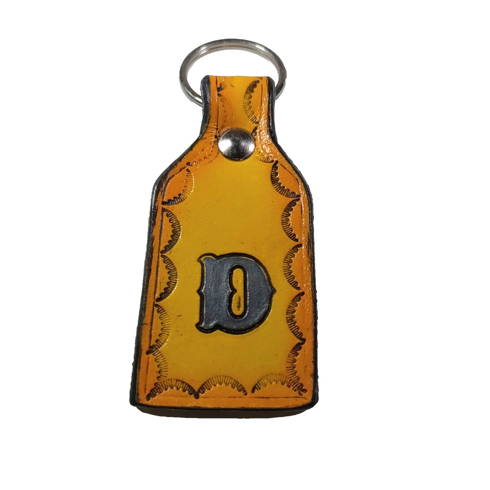 Leather Initial D Keychain Cowboy Western