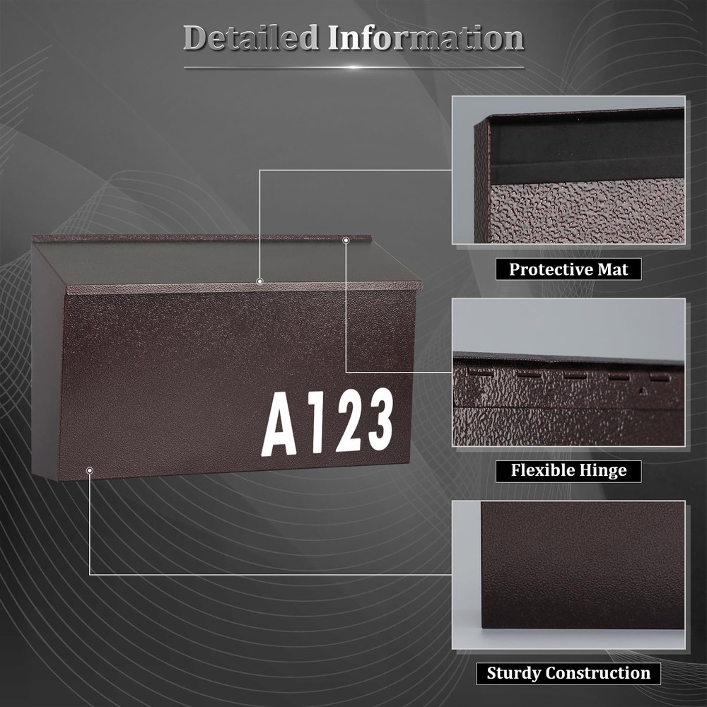 Dalmbox Wall-Mount Mailbox Large Mailbox for Post Rust-Proof Galvanized Steel Bo