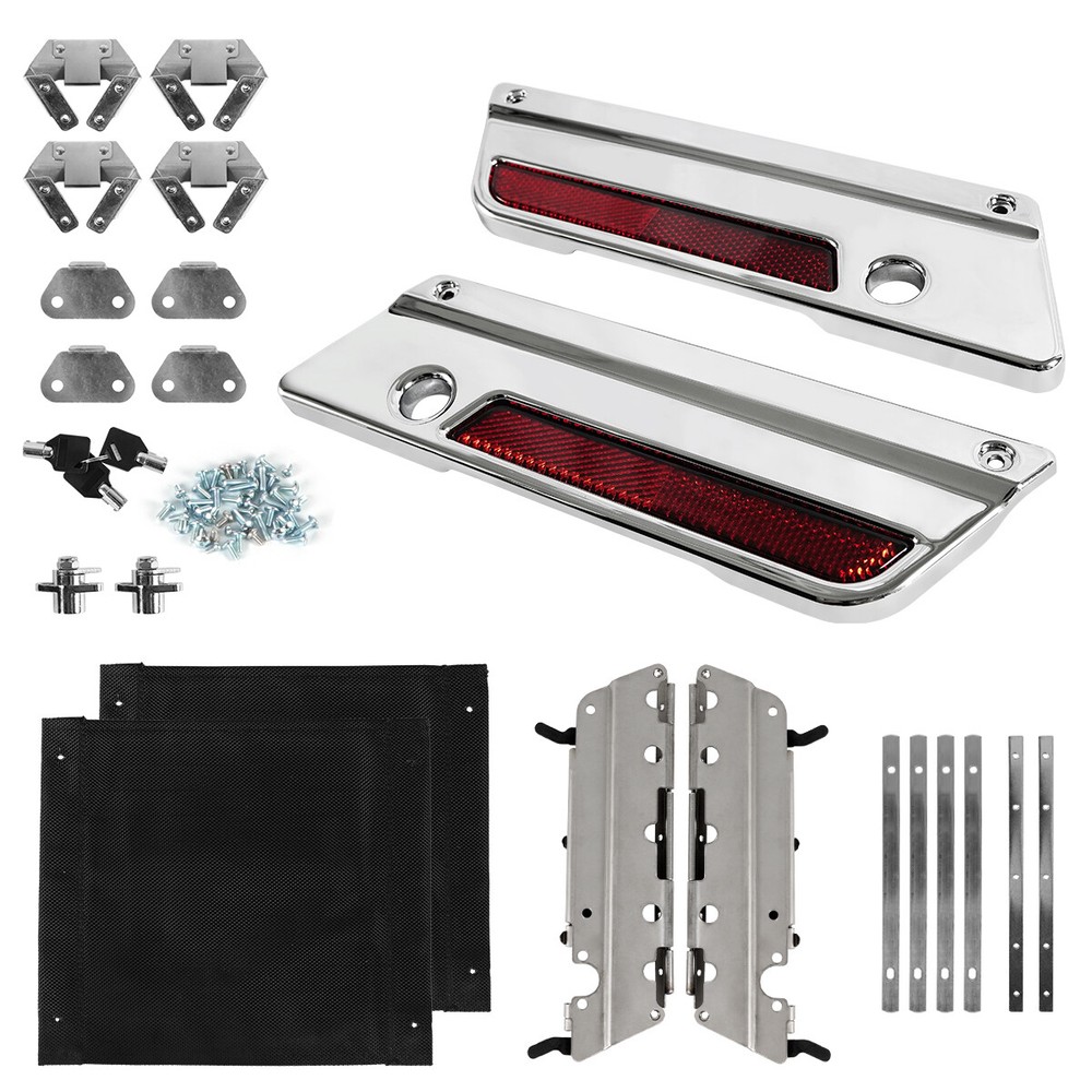 Chrome Saddle Bag Latch Lids Hardware Hinge Lock Kit For Harley Touring 1993-13