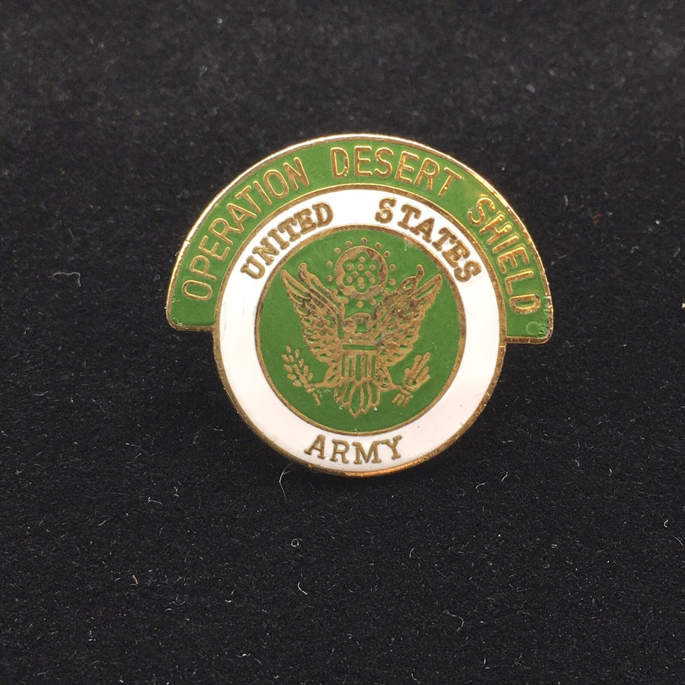 Operation Desert Shield US Army Eagle Enamel Hat Collar Jacket Pin