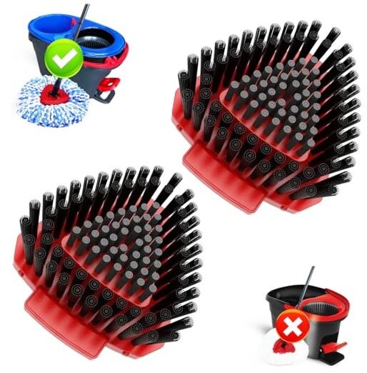 2 Pack Upgraded Spin Mop Replace Scrub Mop Brush Compatible Small (Red 2 Pack)