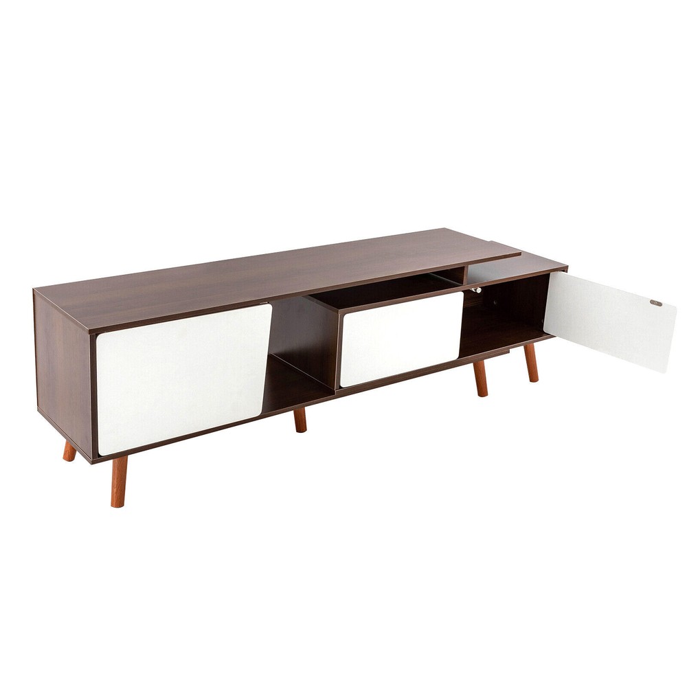 Adjustable Living Room Retangular Television Cabinet 3-Compartments TV Stand
