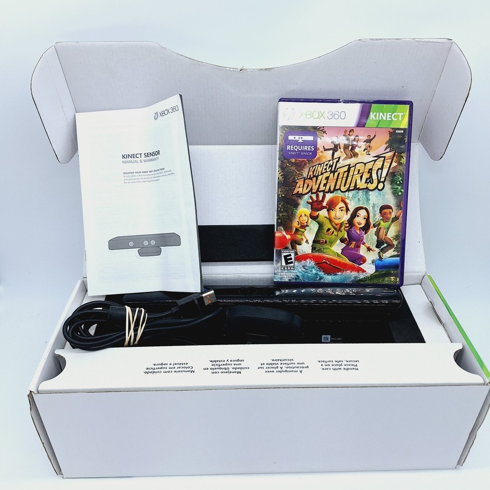 Xbox 360 Kinect Sensor Camera w/ Kinect Adventures and Cables in Box