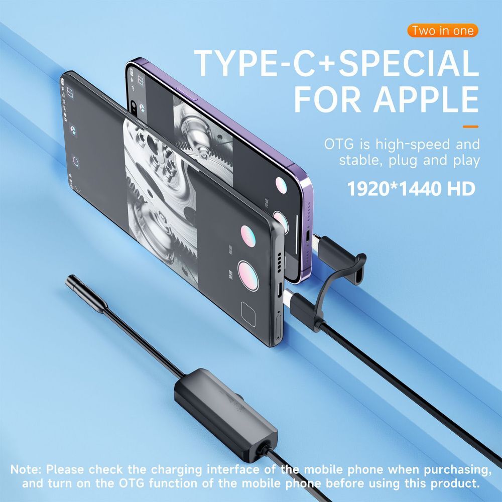 1/2/3/5M Endoscope Android iPhone Type-C Borescope Waterproof Inspection Camera