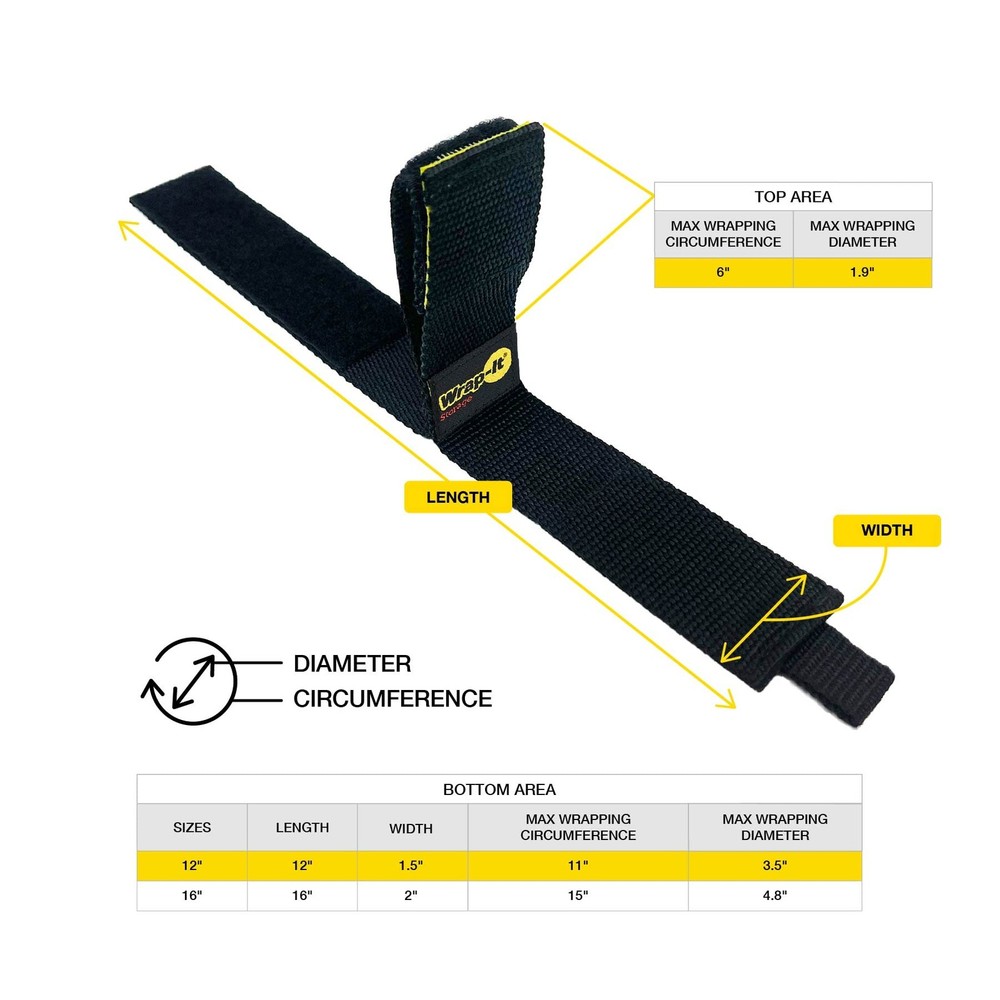 Wrap-It Twin-Straps 12 Hook Loop Cable Hose Wraps, 6-Pack