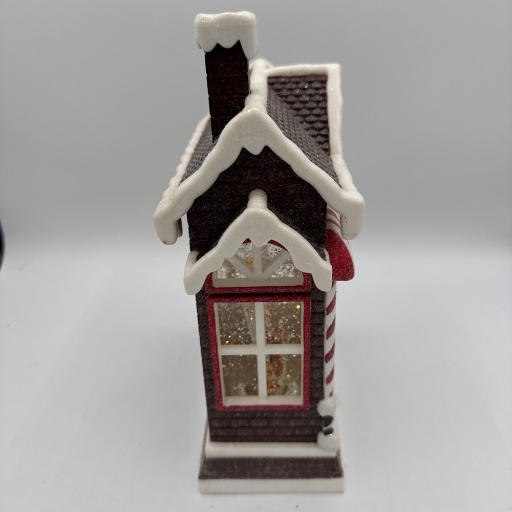Raz Lighted Lantern Gingerbread House timer 10" Water Globe Christmas Glitter