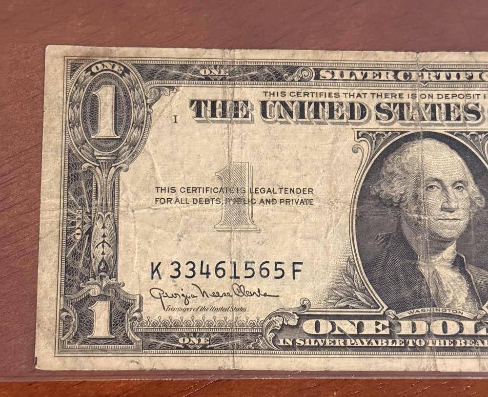 ERROR - 1935 D $1 Silver Certificate - Reverse Print Off Center - Good Condition