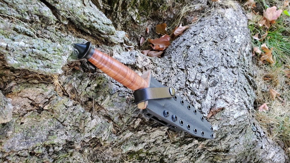 Kydex sheath, BOKERS PLUS " V-42 ", Pancake, Leather Guard Strap, Poly Clip(BK)