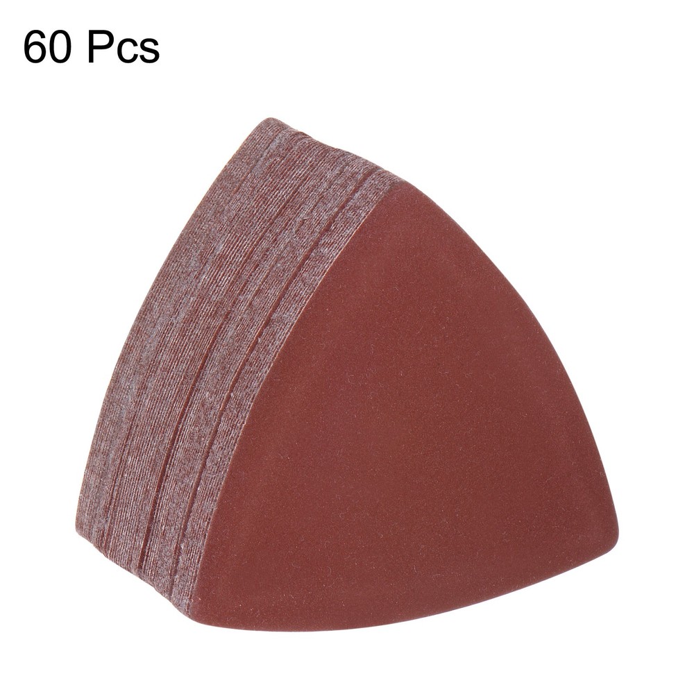 60pcs 400 Grits 80mm Aluminum Oxide Triangular Hook & Loop Sandpapers Pads