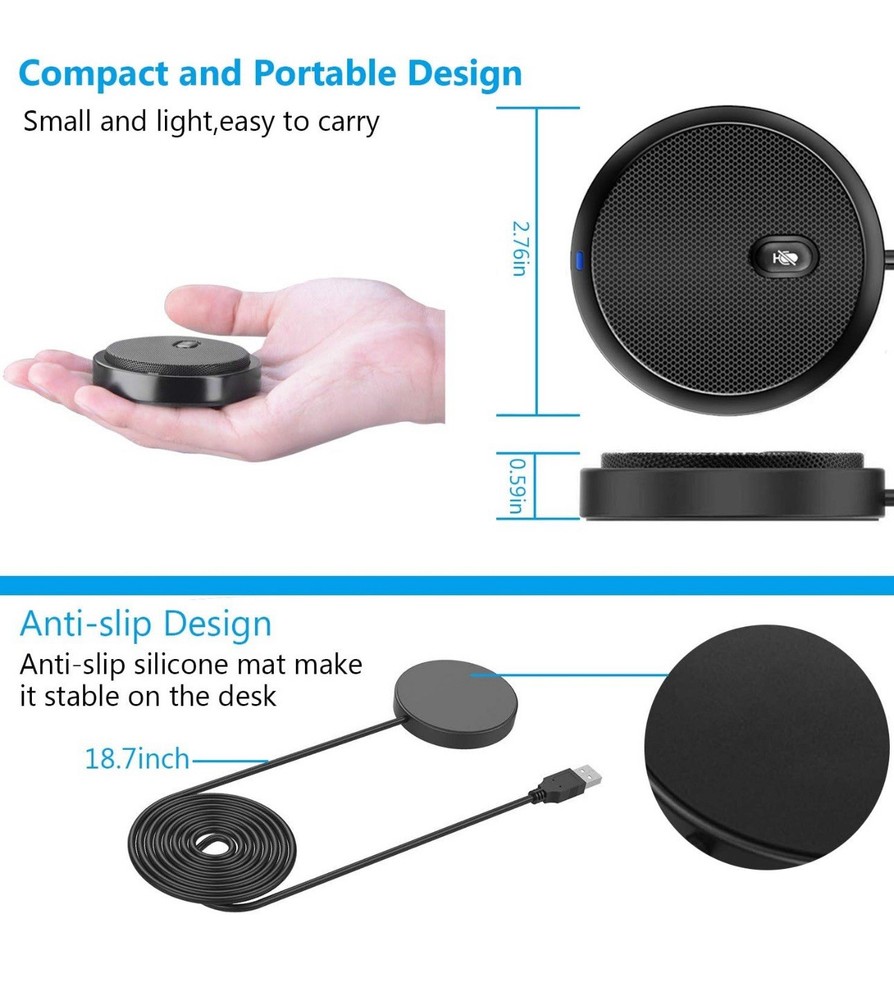 USB Omnidirectional Conference Microphone Plug & Play Upgraded