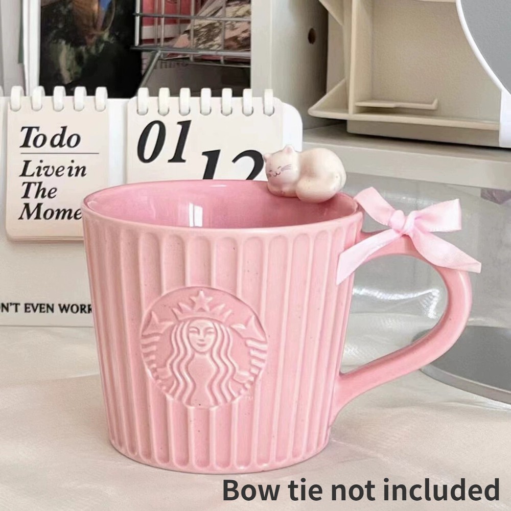 Starbucks Cup Pink Three-dimensional Cat Ceramic Cup Office Desktop Drinking Cup
