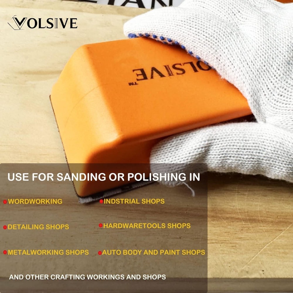 7Pcs Hand Sanding Block Set, Rectangle Handheld Sanding Pad, Hook and Loop Inter