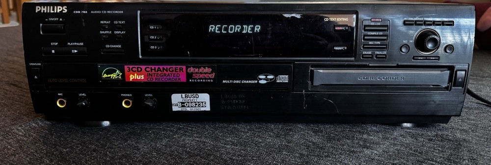 Philips CDR785/17 3-DISC CD Player w/ CD Compact Disc Recorder