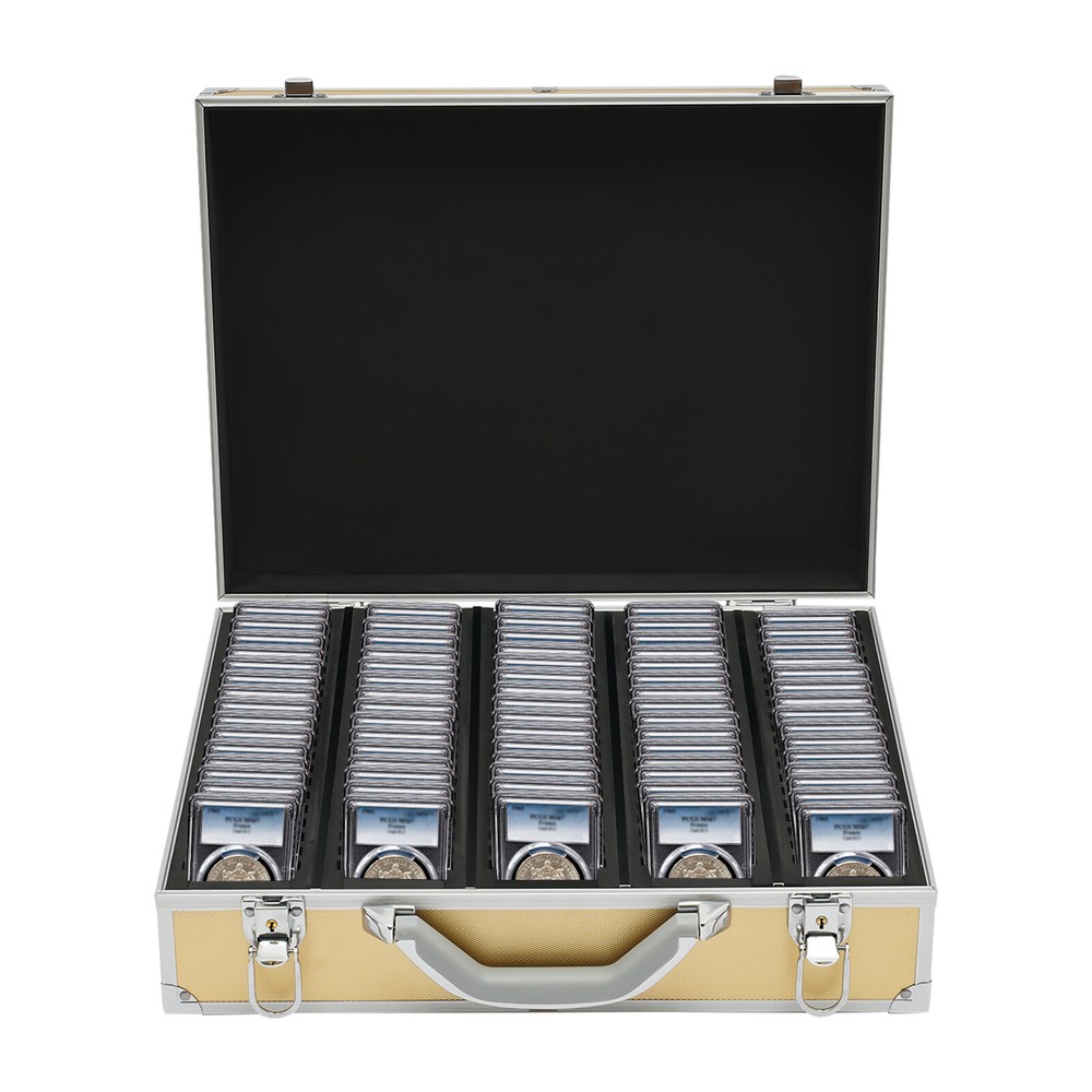 100 Coins Aluminum Coin Container Storage Box Holder Display Case with Handle