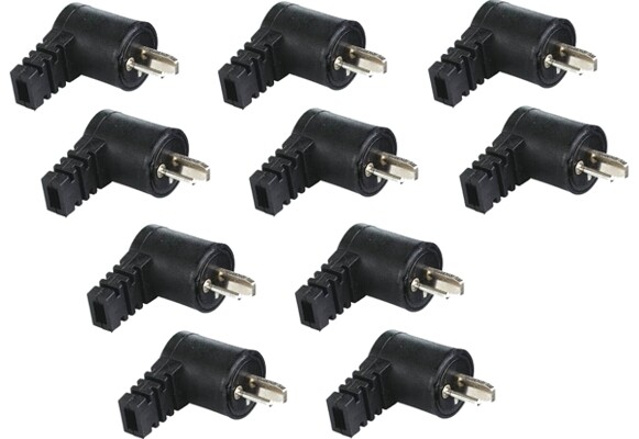 10x Speaker Plugs Screwable - Angled 90° - Black