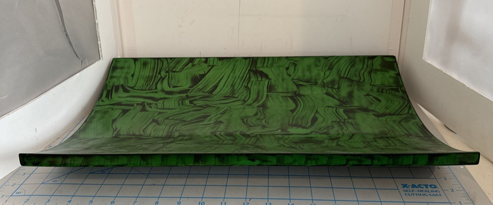 Lux Wood Lacquer Malachite Pattern Magazine Tray