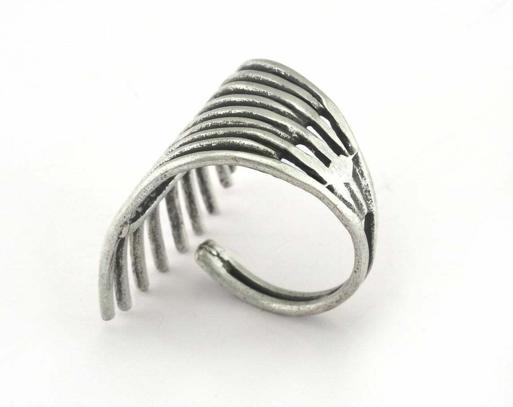Adjustable Ring Antique Silver plated brass 19mm 9US inner size - Adjustable