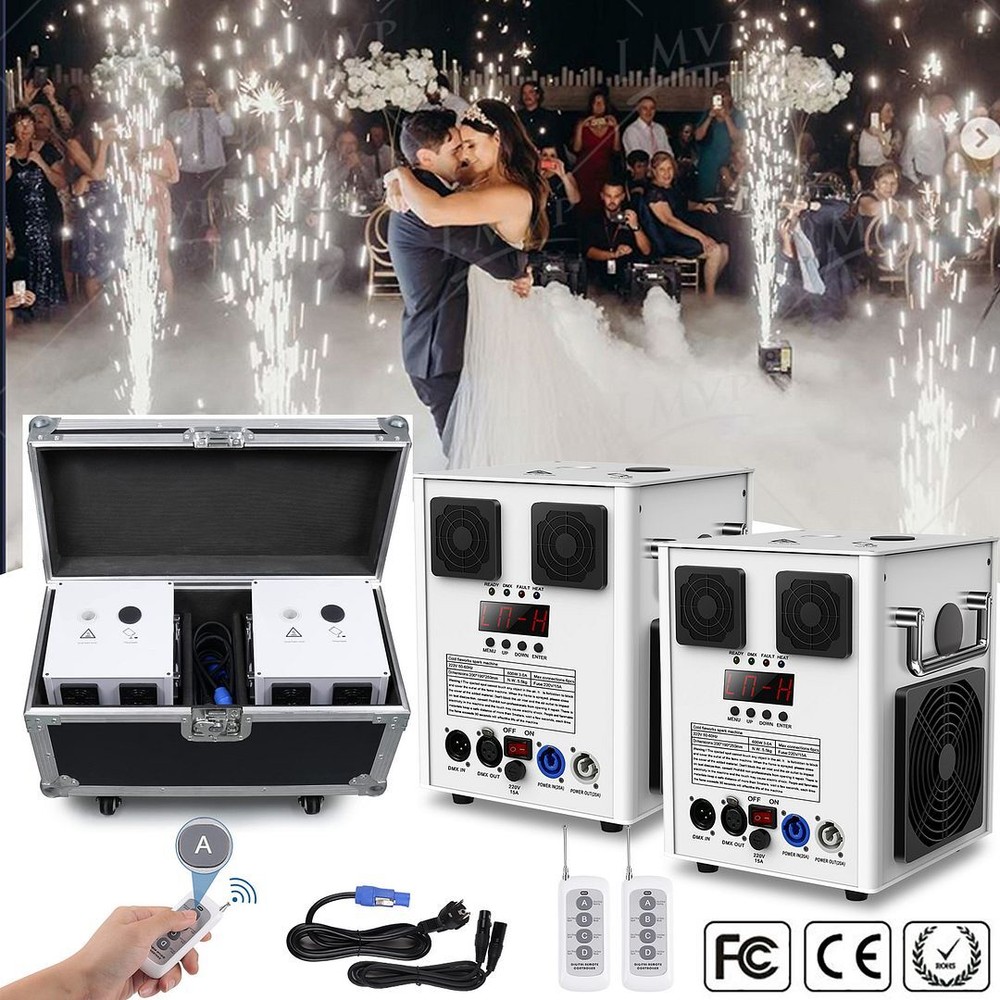 4x Wireless 700W Cold Spark Firework Machine Wedding Stage Effect / Flight Case
