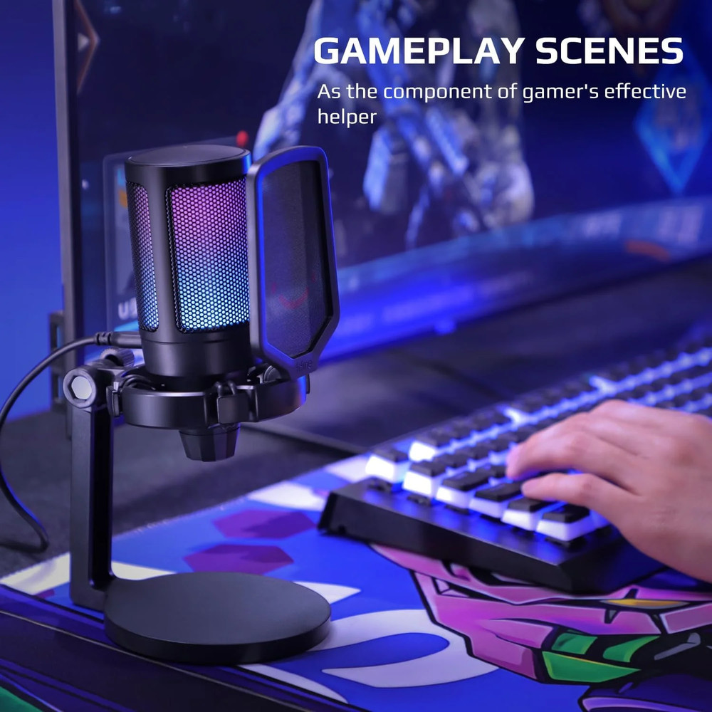 Gaming Streaming USB Condenser Microphone Computer, Console, PS5 Plug-and-Play