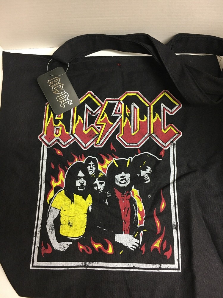 ACDC Flames Canvas Black Tote New