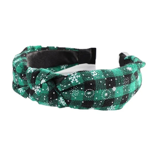 Green and Black Checkered plaid headband