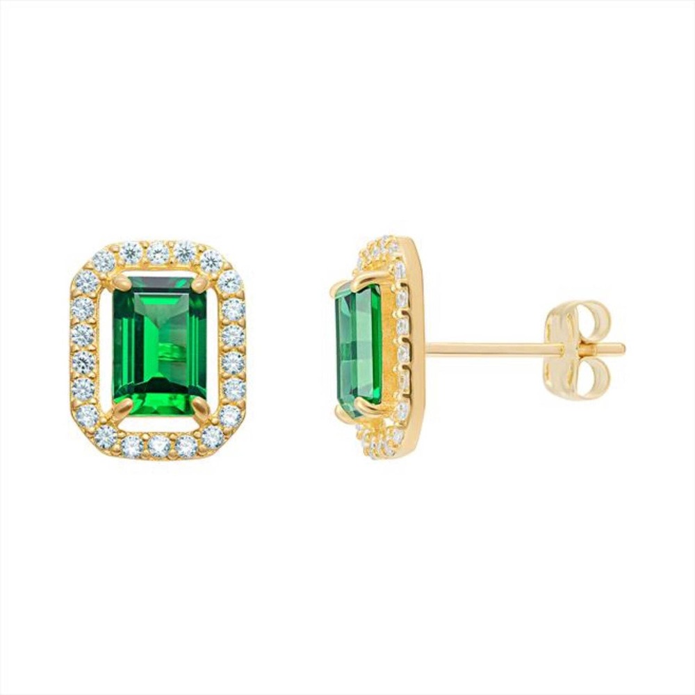 Emerald Cut CZ Earrings - 9ct Gold