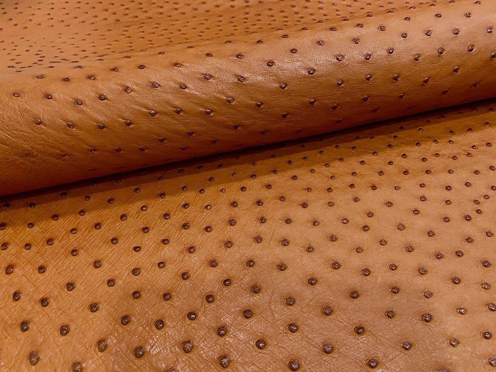 Ostrich Leather Hide Cognac Color SF