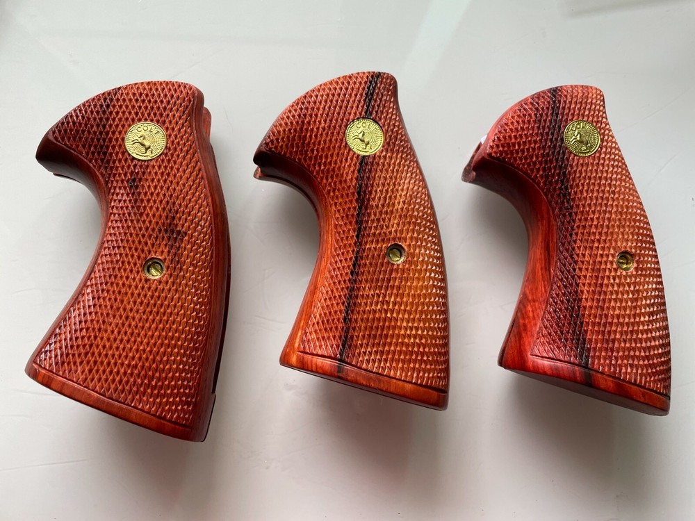 New COLT PYTHON grips (I, E FRAME) All check hard wood and Medallions