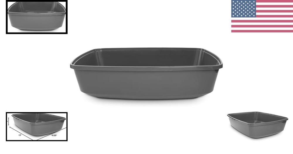 Classic Charcoal Open Cat Litter Box - Spacious, Stylish & Eco-Friendly
