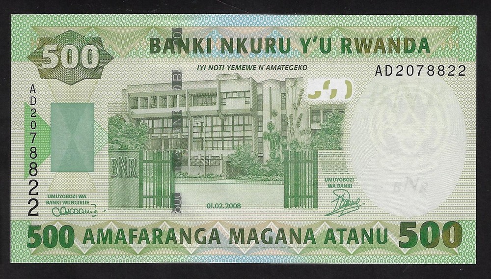 Rwanda 500 francs 2008  P-34  GEM UNC