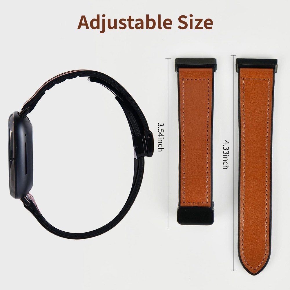 Magnetic Leather Bands Compatible with Fitbit Versa 4/Fitbit Versa 3/Sense 2/...
