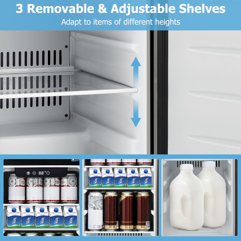 Under-counter Freestanding Fridge Compact Refrigerator w/ Adjustable Temperature