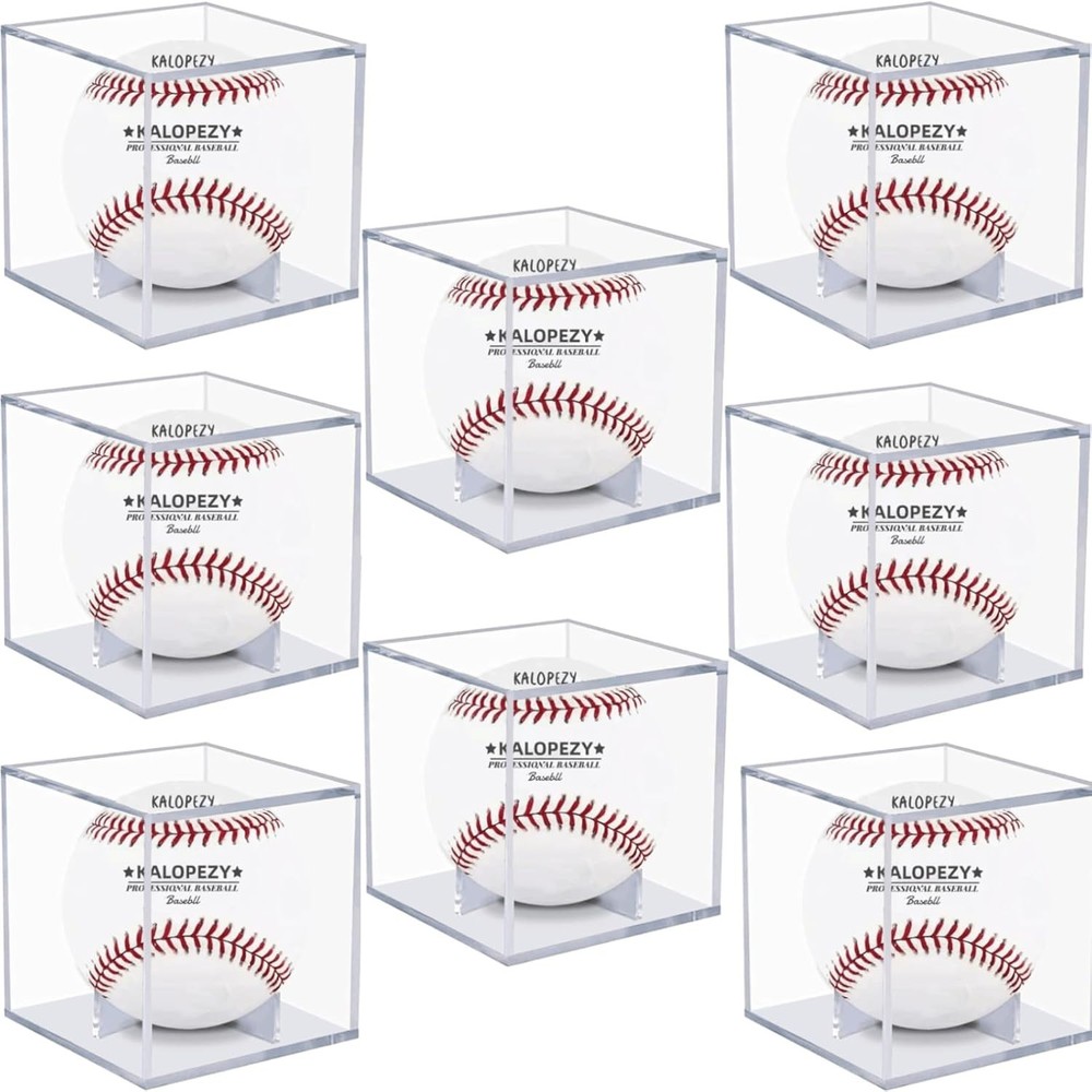 Quality 8 Pack Baseball Display Case - Stackable UV Protection for Collectibles