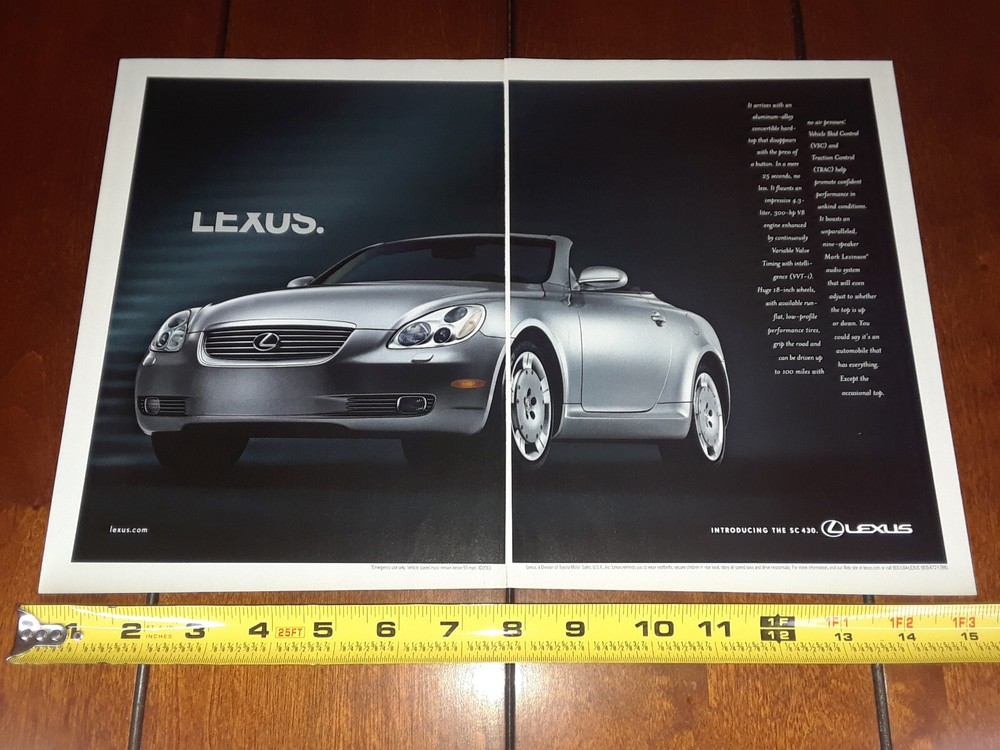 2001 LEXUS SC 430 ORIGINAL 2 PAGE AD
