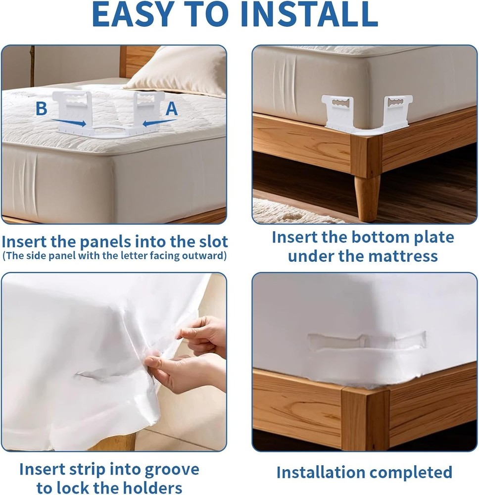 Bed Sheet Holders for Corners, Sheet Holders Keep Sheets Firm & Tight - Lock Fit