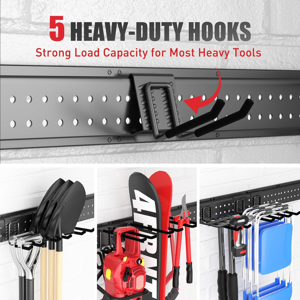 Garage Tool Organizer Wall Mount 48 Inches With 10 Adjustable Heavy-Duty