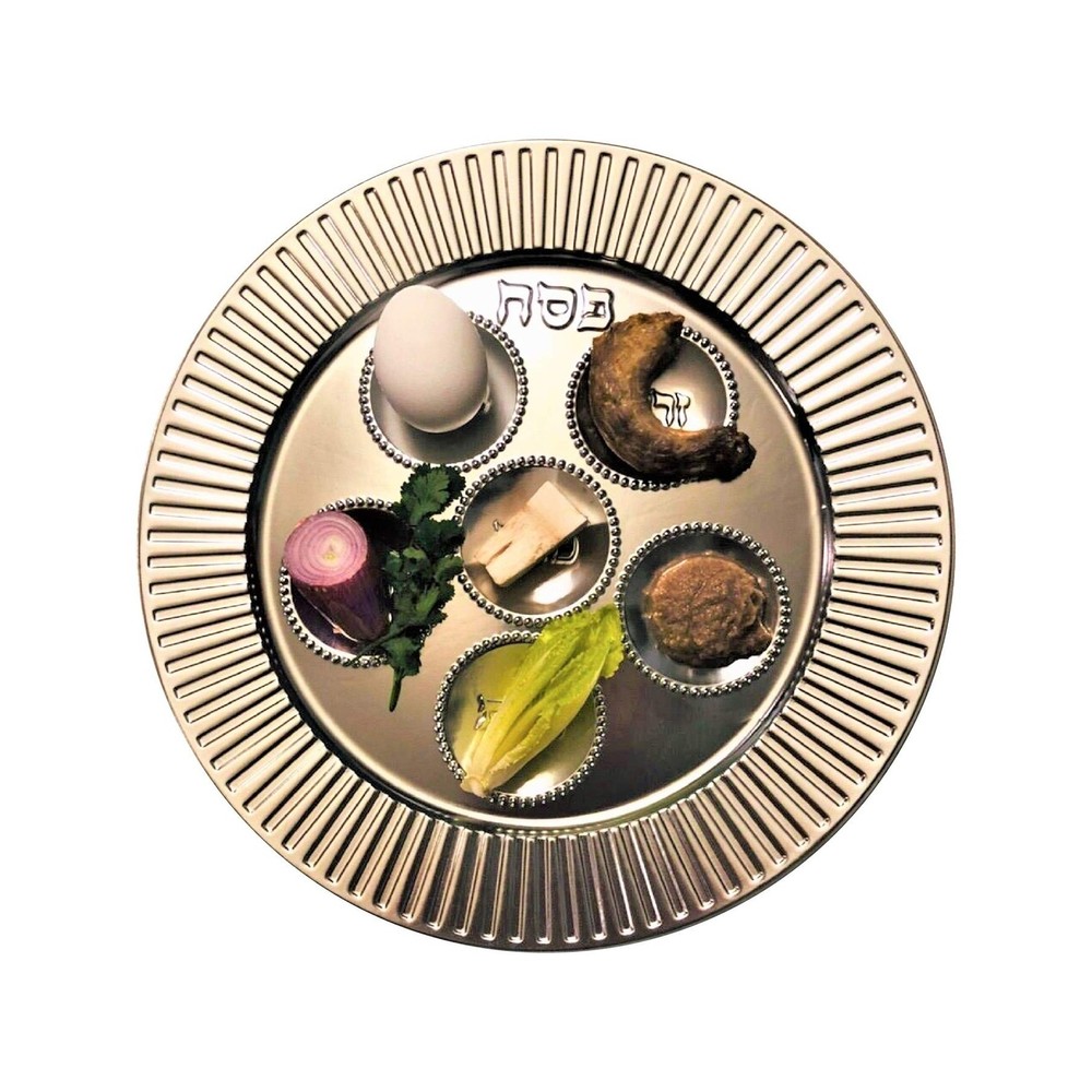 Passover Plastic Seder plate (10 pack) - 13" Traditional Silver Disposable pl...