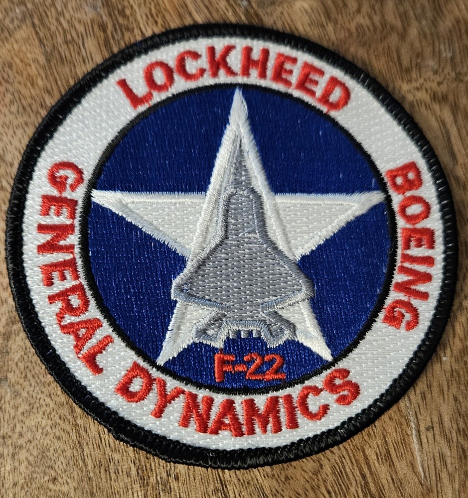 2 Vintage F-22 LOCKHEED Boeing General Dynamics 3.5” Iron On Patch Jet Plane