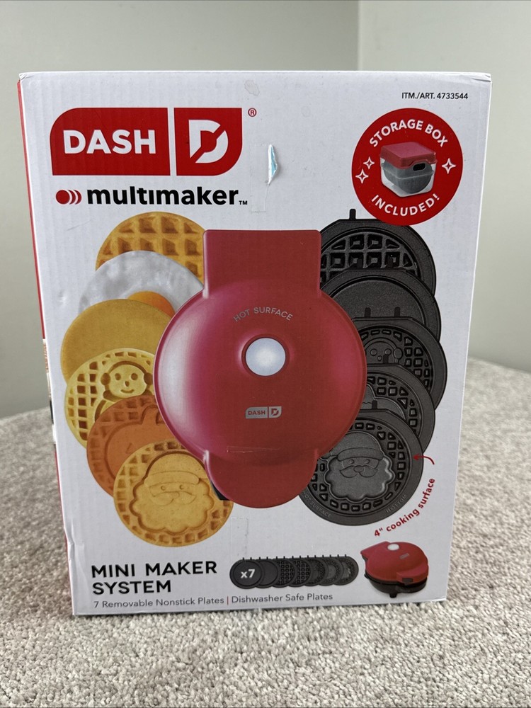 Dash Multi Plate Mini Waffle Maker 7 Removable Plates with Recipie Guide NEW