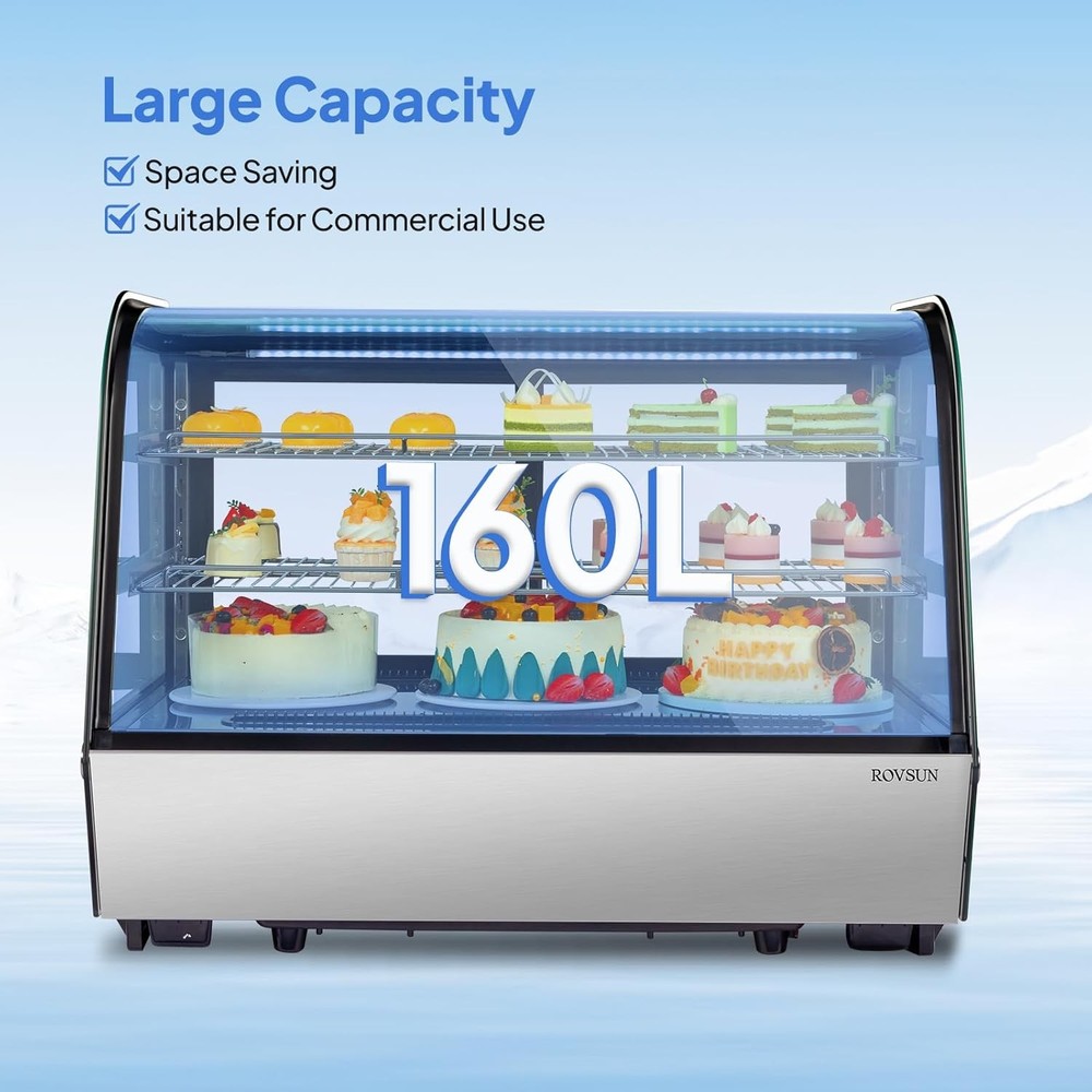 Curved Glass Refrigerated Cooler Case Countertop Bakery Display Case-5.7 cu.ft