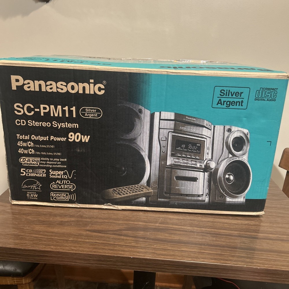 OPEN BOX Panasonic SC-PM11 CD Stereo MP3 5 CD Changer Remote Control Cassette